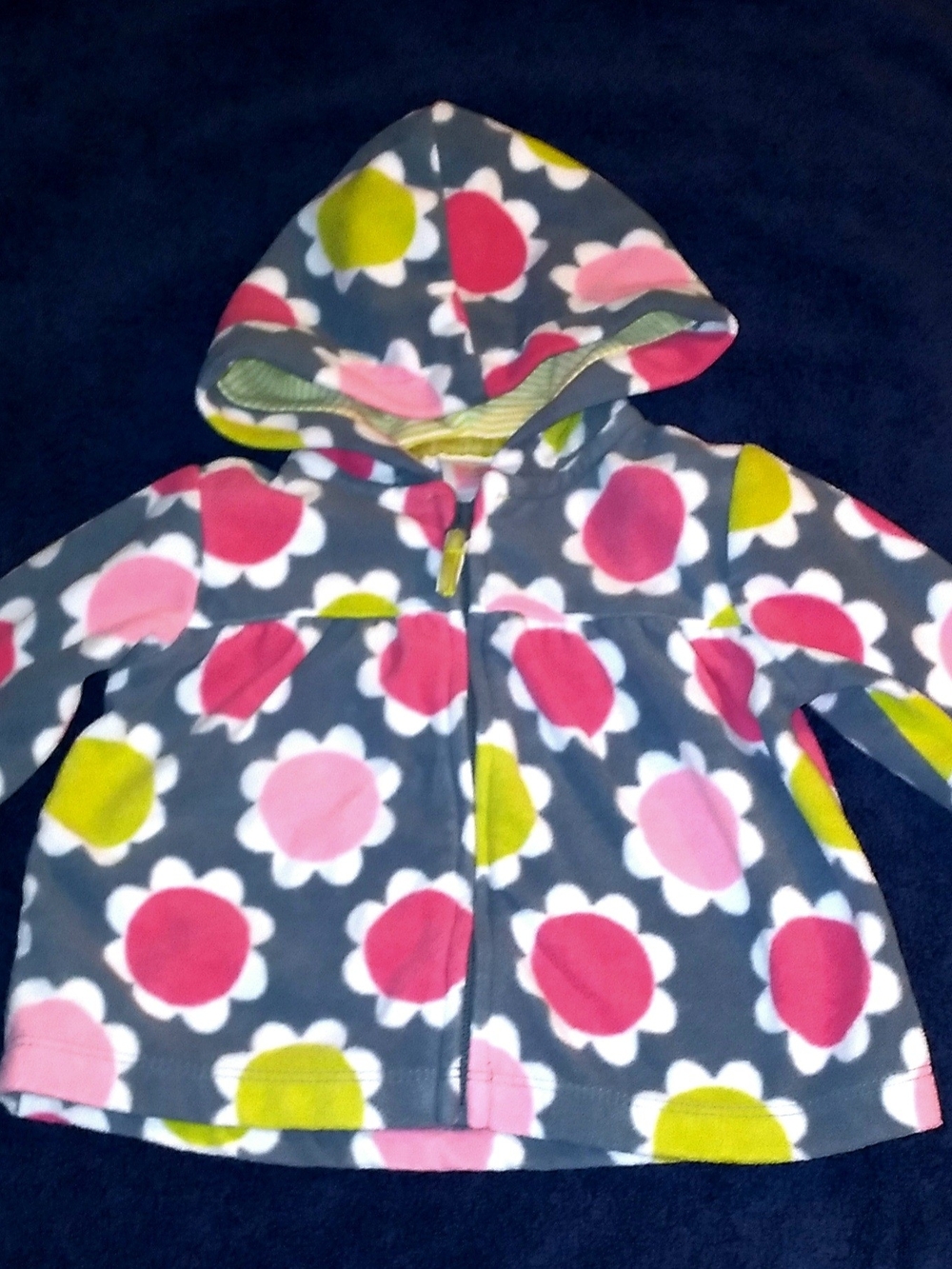 Carter's Hooded Fleece Jacket in Gray, Pink & Lime